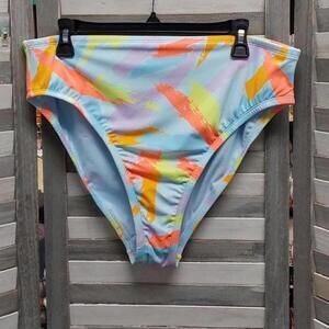 Women's Ribbed Mid Waist High Leg Cheeky Bikini Bottom | Wild Fable | 1X (17/18)